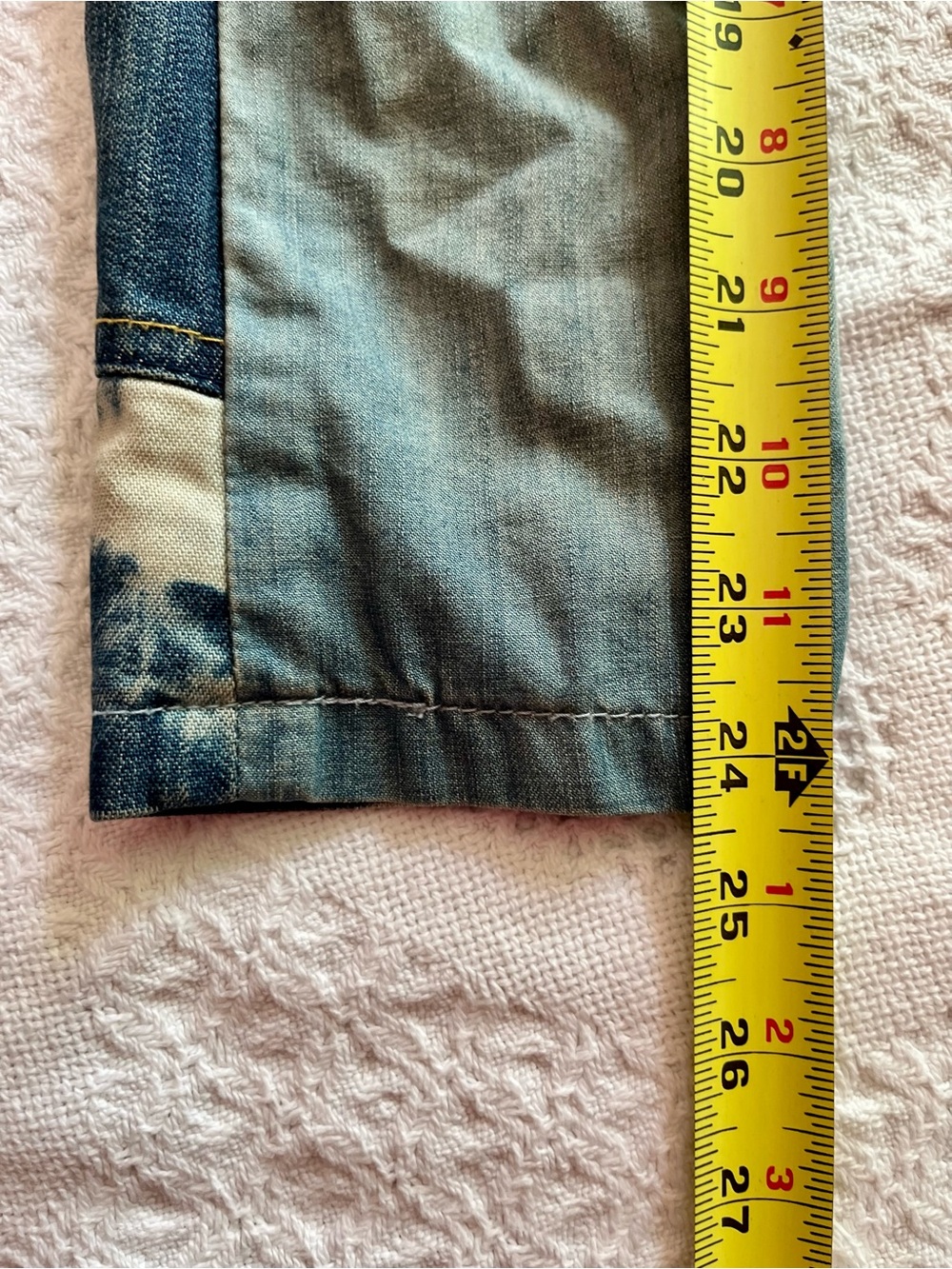 Desigual Patchwork Denim Coat in Light & Dark Blues, Collage & Colorful Buttons - Picture 13 of 14